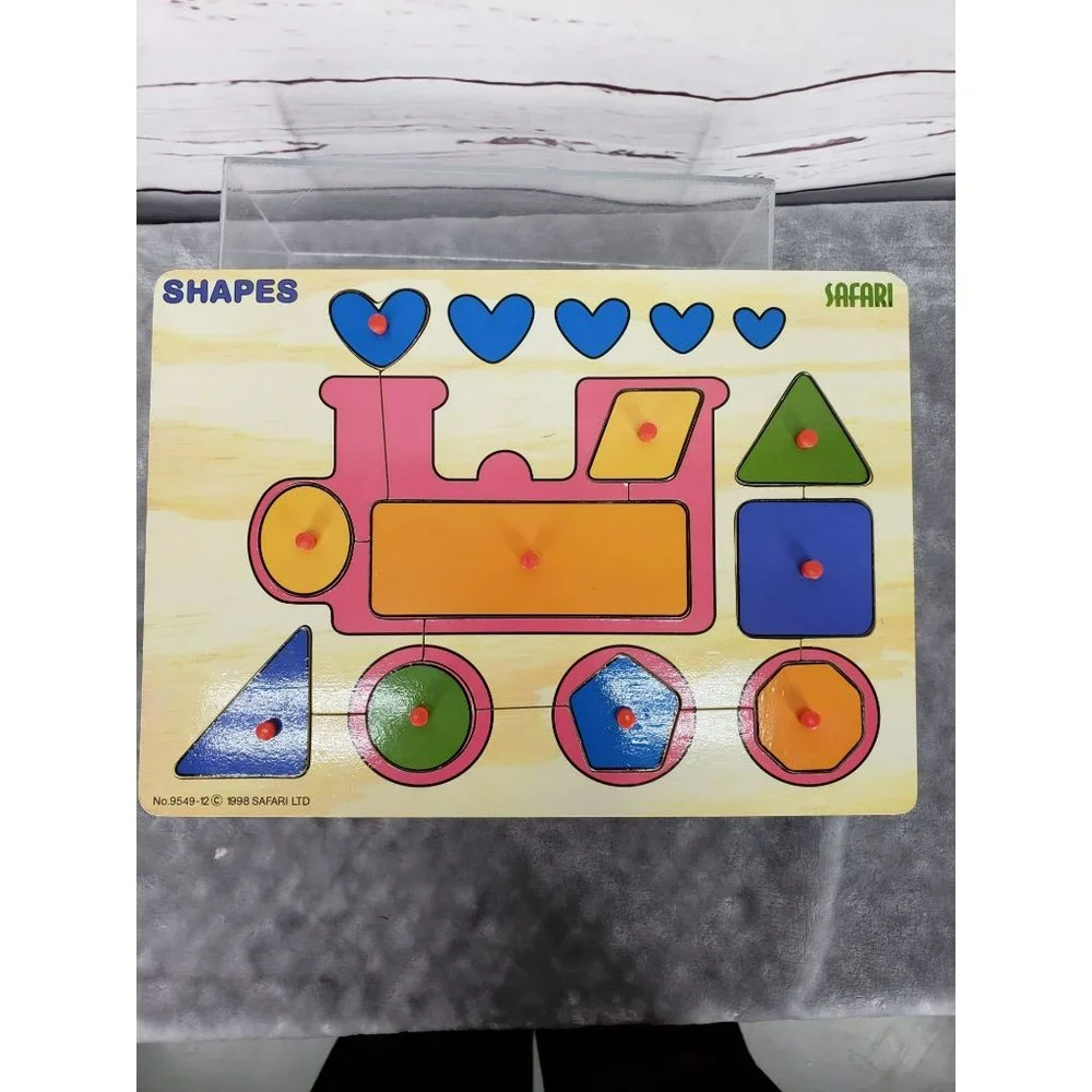 Safari 1998 Vintage‎ Shapes Train Knob Wooden Puzzle